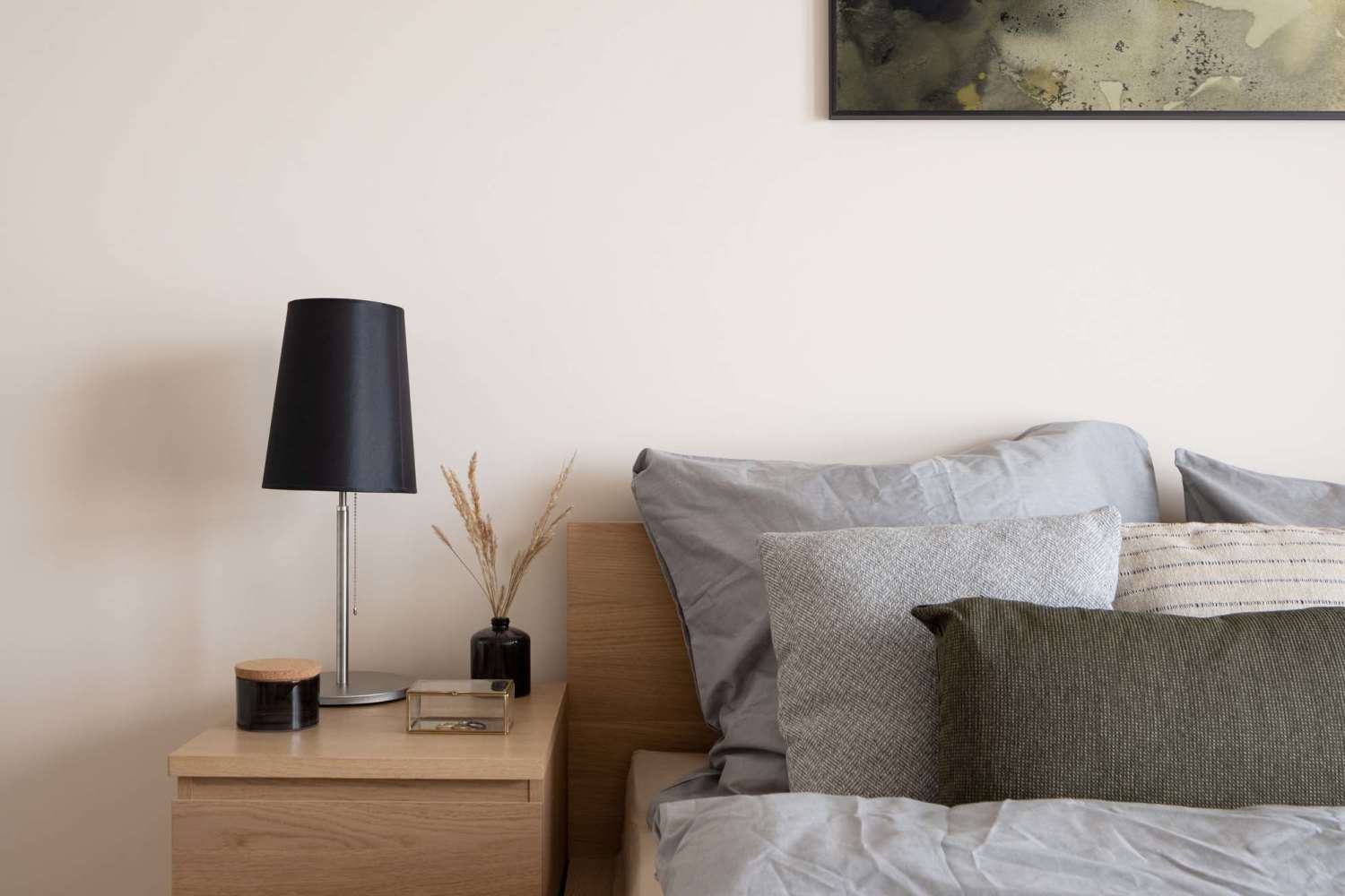 Model home's bedroom at Pinyon Apartments in Reno, Nevada