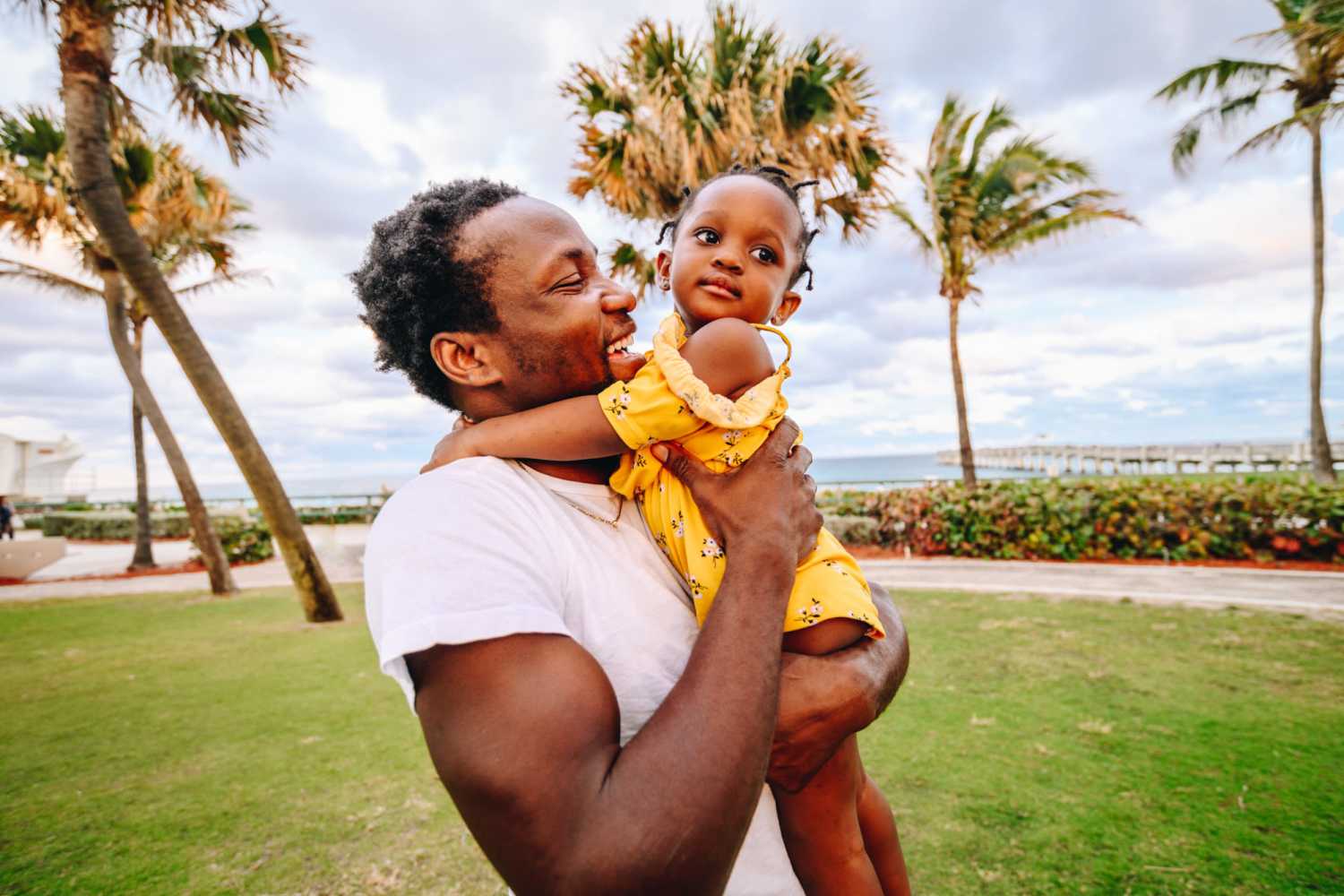 Father with his child at Sulzbacher Village in Jacksonville, Florida