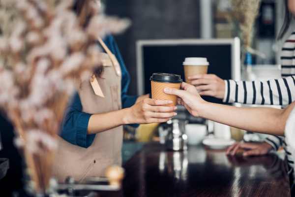 Residents having a chat in a coffee shop near Waters Edge in Sacramento, California