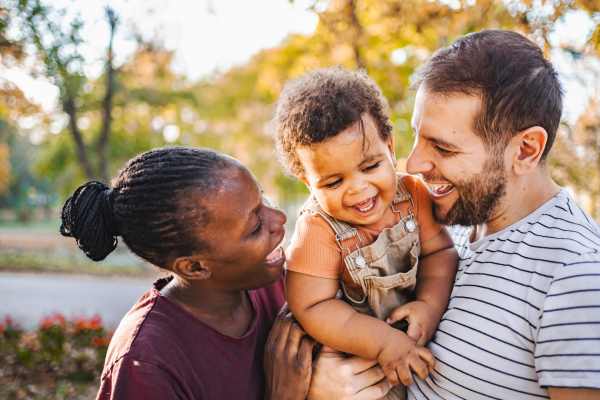 Happy family at Riverfront in Mount Holly, North Carolina