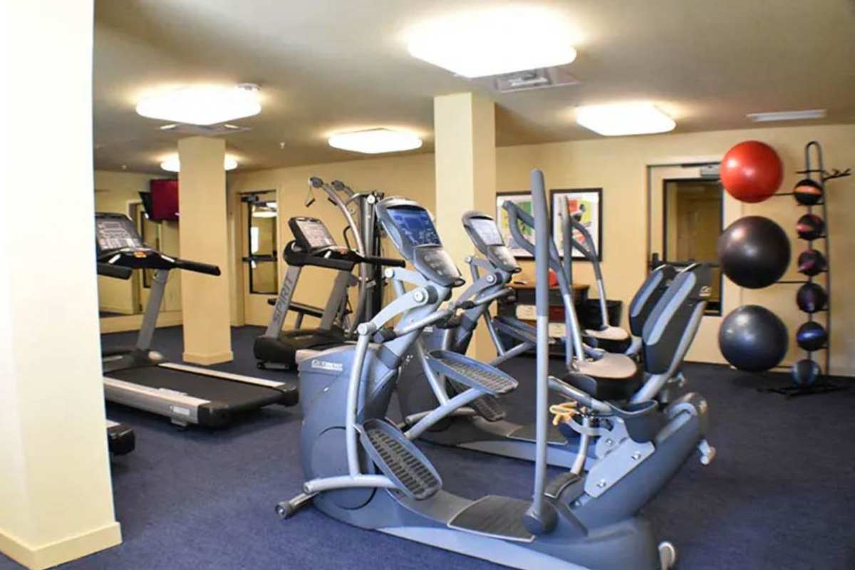View amenities like our fitness center at Traditions at Englewood in Englewood, Colorado
