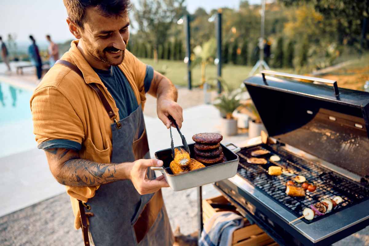 View amenities like our barbecue area at Village at First in Gilroy, California