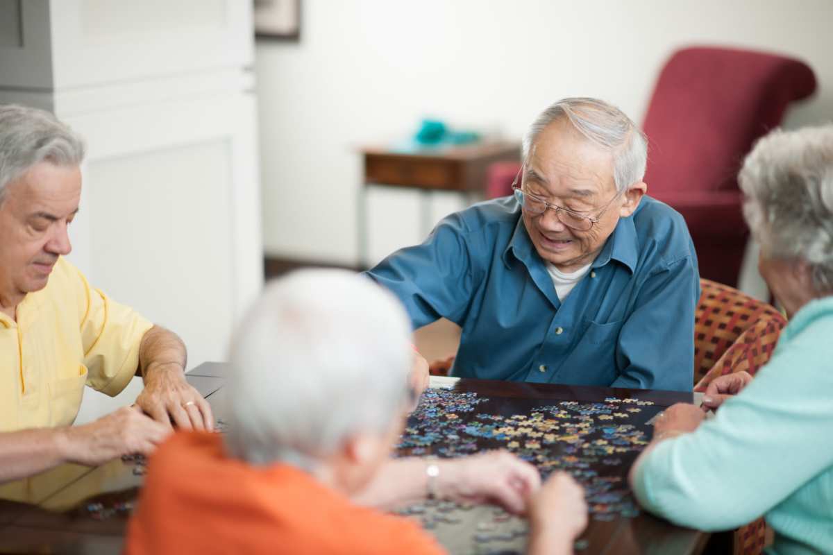 Resident in clubhouse at Harbor West Villas in Warsaw, Missouri