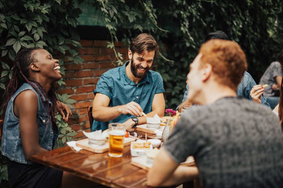  Residents having delicious food at a restaurant near Rose Meadows Apartments in Levelland, Texas