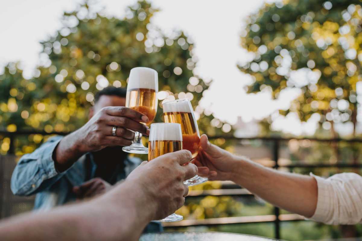 Friends raising a toast to the good life at La Playa in Redondo Beach, California