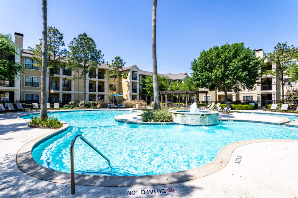Resort-style swimming pool at Sola Westchase in Houston, Texas