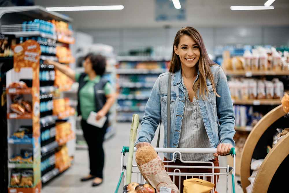 Women shopping in market near Woodforest Chase in Houston, Texas