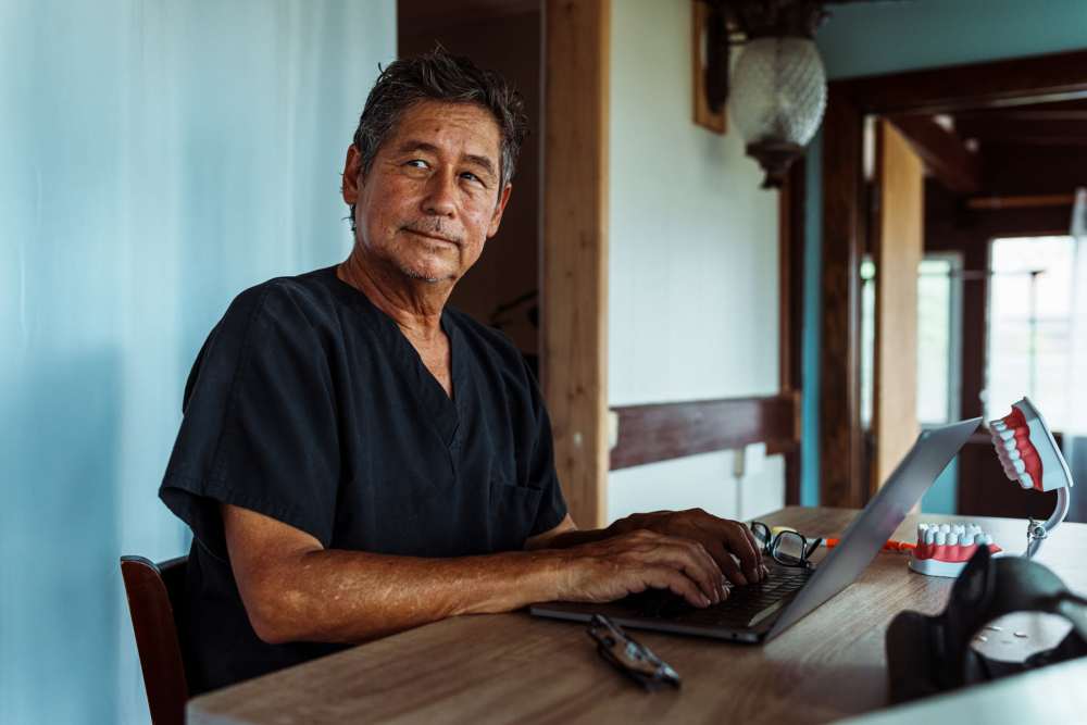 Resident using resident portal at Lihue Gardens Elderly in Lihue, Hawaii 