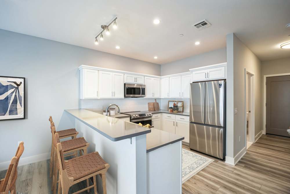 Renovated Kitchen Island at Westgate, an Eagle Rock Community | Apartments in Westgate Fishkill, NY