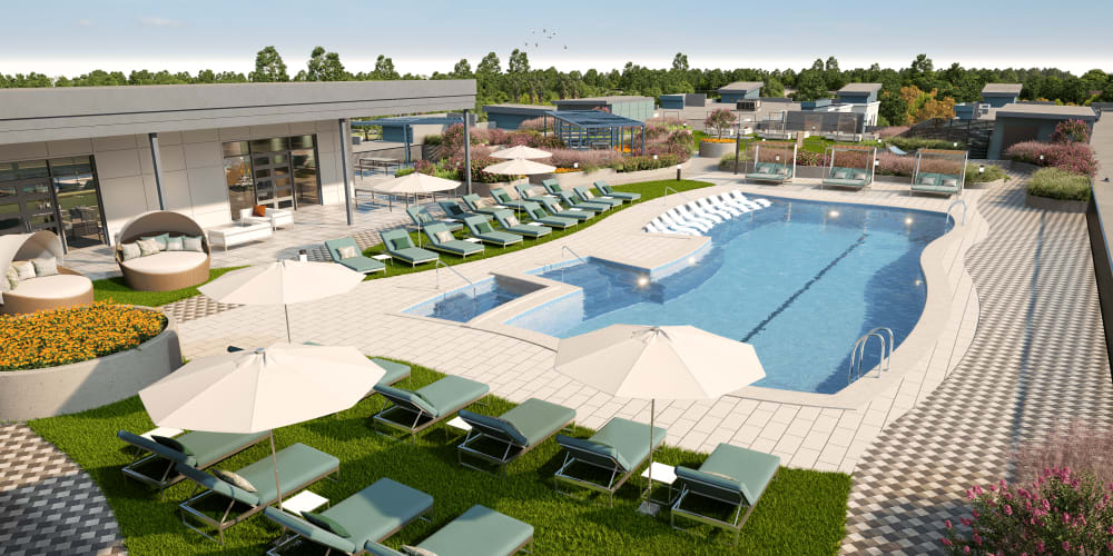 Rooftop pool deck at Grande Pointe in Orlando, Florida