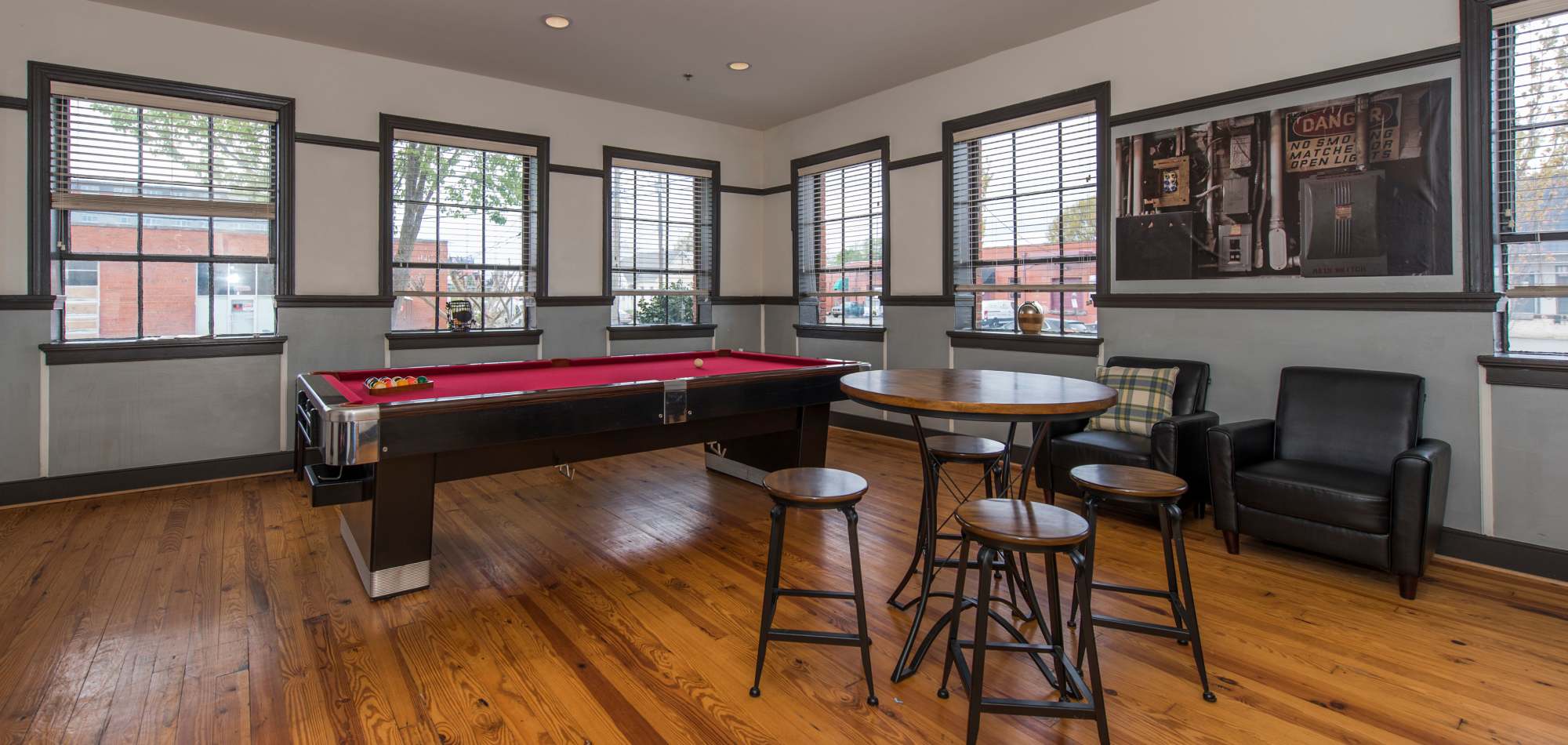 Clubhouse with billiards table at Scotts Edge, Richmond, Virginia