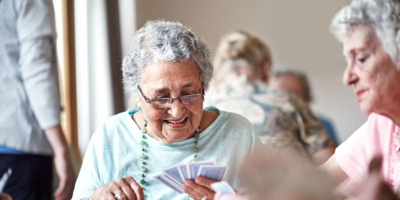 Residents playing cards at The Blake at St. Johns in St. Johns, Florida