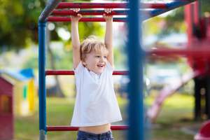 Resident kid playing in the community playground at Copper Mountain in Richland, Washington
