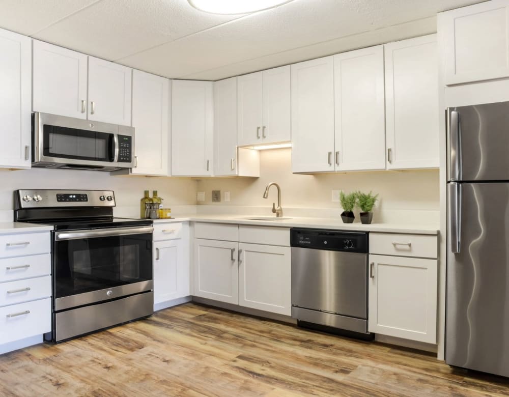 Beautiful kitchen area at Eagle Rock Apartments at MetroWest in Framingham, Massachusetts