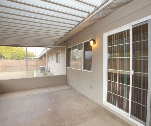 A covered patio at El Centro New Fund Housing (Enlisted) in El Centro, California