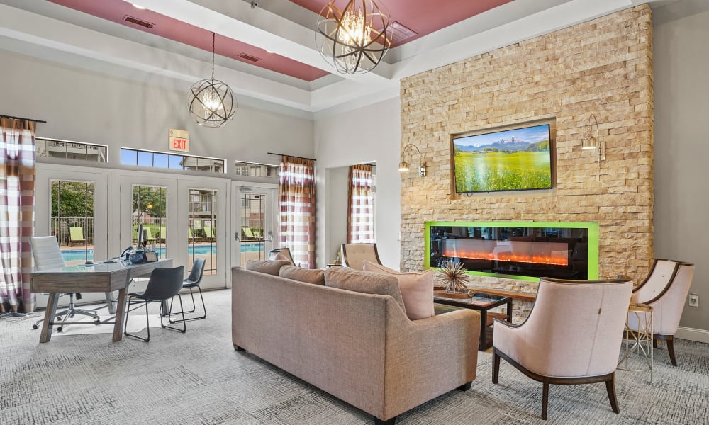 Elegant lounge at Villas of Waterford Apartments in Wichita, Kansas