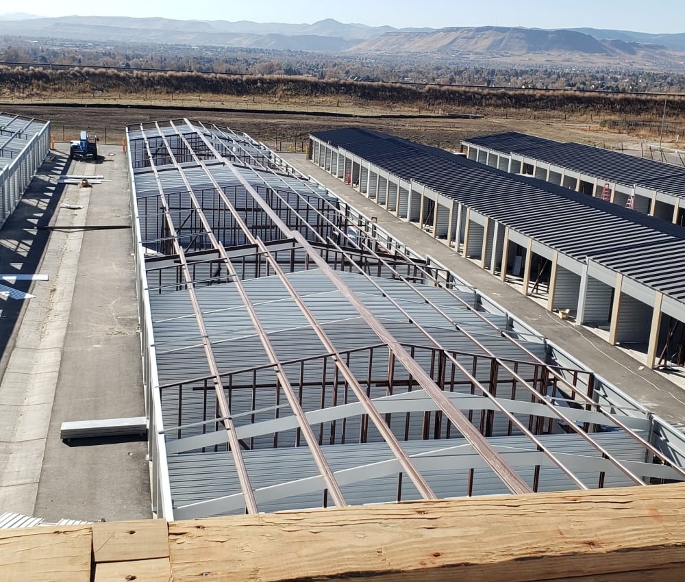 Exterior units during construction at Advantage Self Storage facility