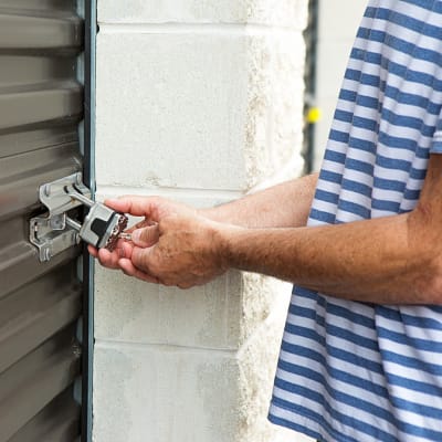 A man accessing his storage unit at Storage Star Fairfield in Fairfield, California