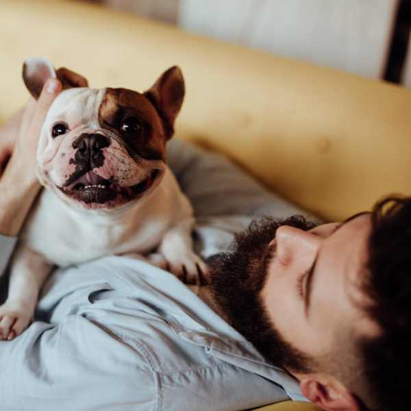 Resident with their pet dog at Stonecrest Apartments in Spokane, Washington