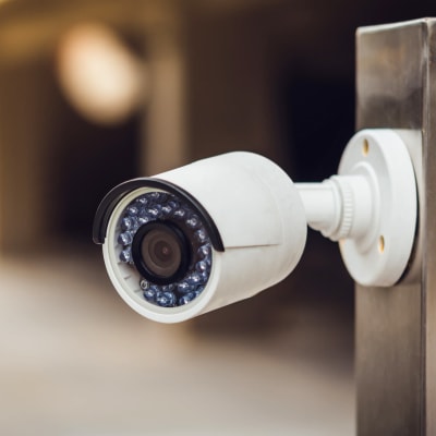 A digital surveillance camera at Storage Star Napa in Napa, California