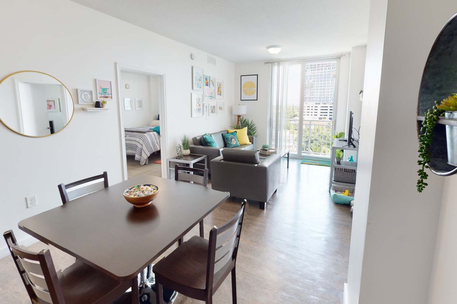 Spacious apartment with dining area and living room at 109 Tower in Miami, Florida