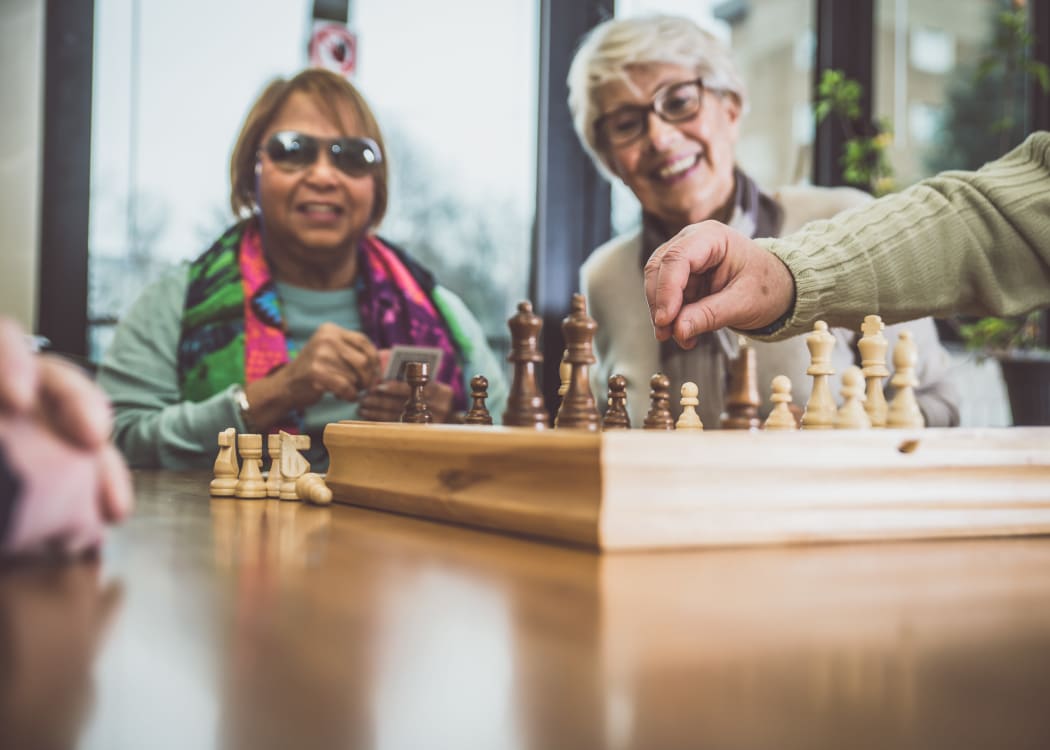 Residents participating in an art class at Holden of Bellevue in Bellevue, Washington