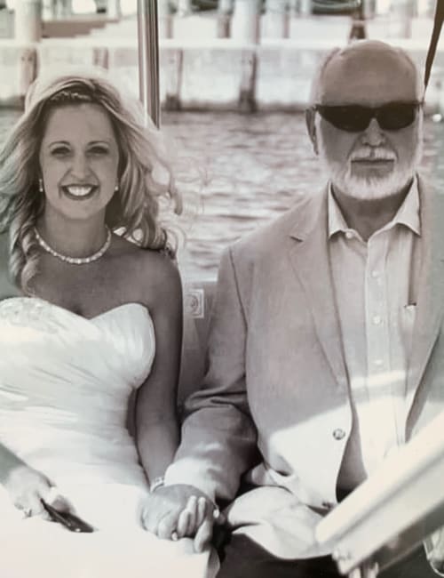 A resident and his daughter on her wedding day near Inspired Living in Bonita Springs, Florida.