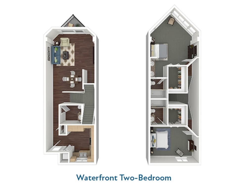 Waterfront Two-Bedroom Floor Plan at Esprit Marina del Rey in Marina del Rey, California