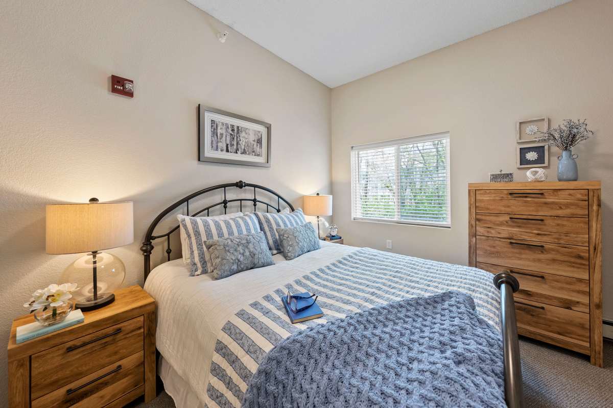 Bedroom in unit at Amira Choice Champlin in Champlin, Minnesota.