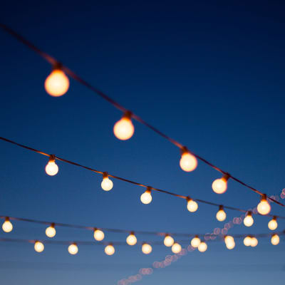 Pretty string lights on a clear night at Rivertop Apartments in Nashville, Tennessee