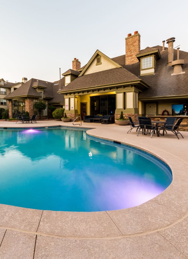 Beautiful pool and clubhouse at Marquis at Town Centre in Broomfield, Colorado