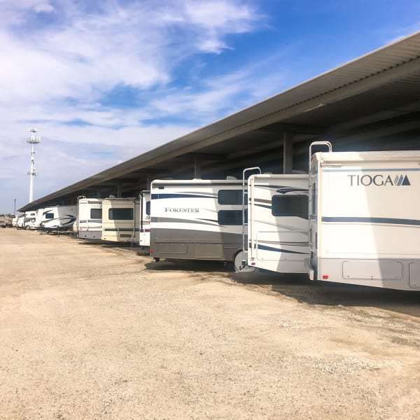 Covered RV parking at StorQuest Self Storage in Sugar Land, Texas