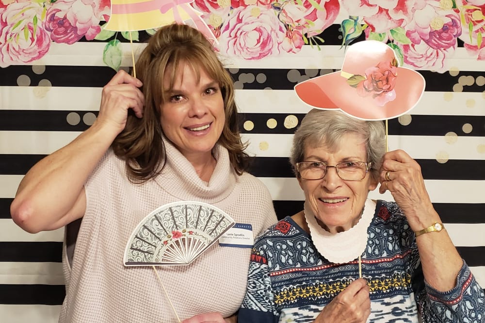 senior resident and daughter celebrating at Truewood by Merrill, Henderson in Henderson, Nevada. 