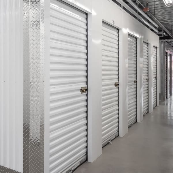 Indoor storage units at StorQuest Self Storage in Renton, Washington
