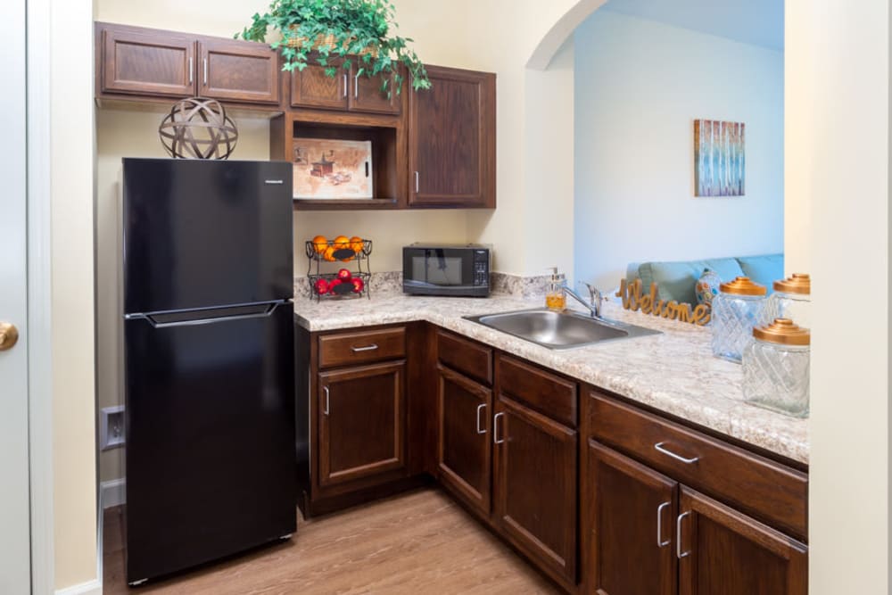 Kitchen in apartment at The Harmony Collection at Roanoke - Assisted Living in Roanoke, Virginia
