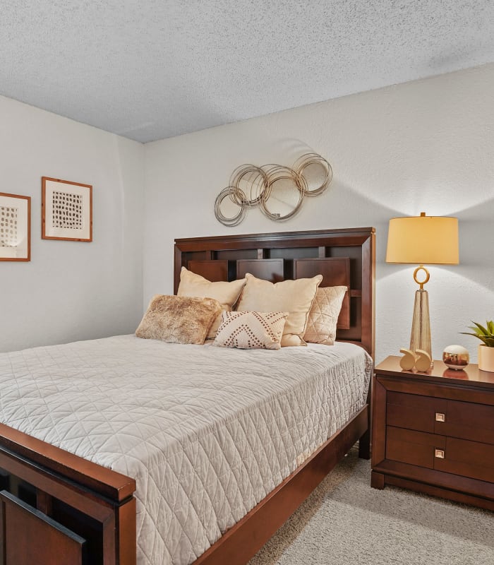 Spacious carpeted bedroom at Sunchase Apartments in Tulsa, Oklahoma