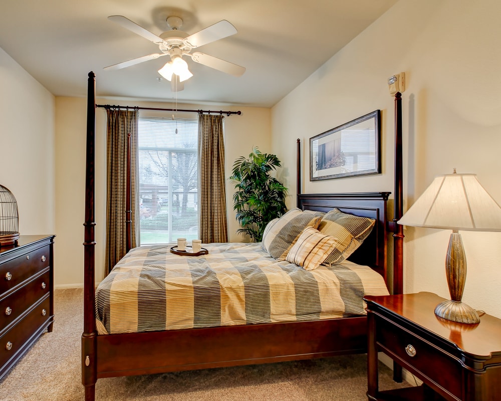 Spacious bedroom with a large window at Laguna Creek in Elk Grove, California