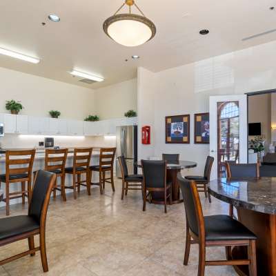 Clubhouse kitchen at The Village at NTC in San Diego, California