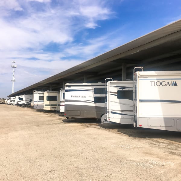 Covered RV, boat, and auto storage at StorQuest Self Storage in Parker, Colorado