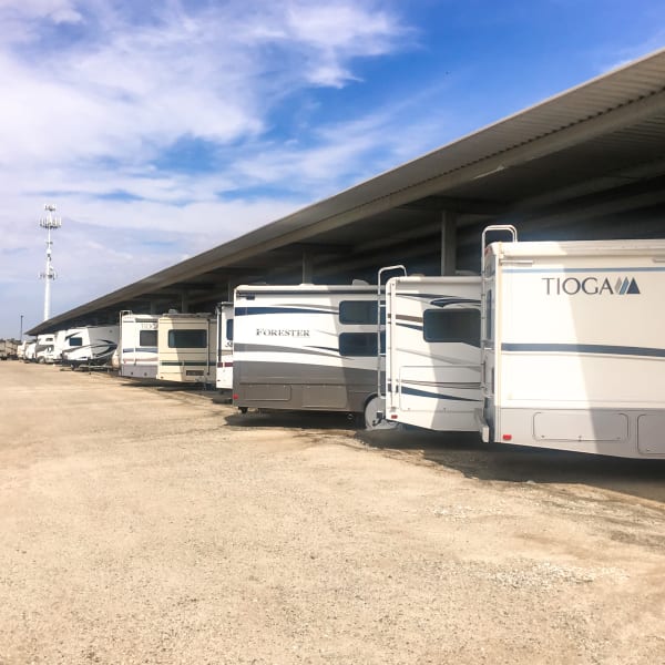 Covered RV parking at StorQuest Self Storage in Palm Springs, California