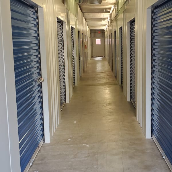 Indoor storage units at StorQuest Self Storage in Clearwater, Florida