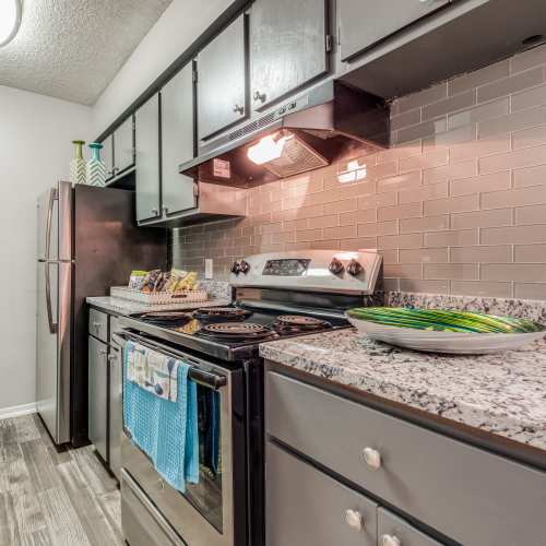 Wood flooring in a kitchen at Villas de Toscana in San Antonio, Texas
