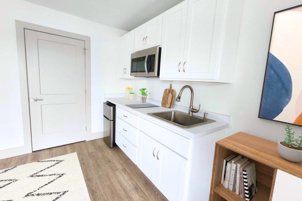 Kitchen View in a Studio Apartment at Studio 622 Petersburg
