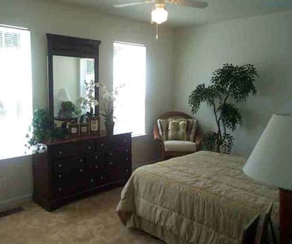 A furnished bedroom in a home at Capeharts West in San Diego, California