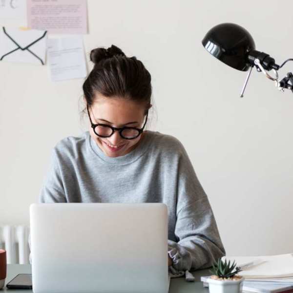Resident using Wi-Fi at Belmont Glen Residences in Belmont, California