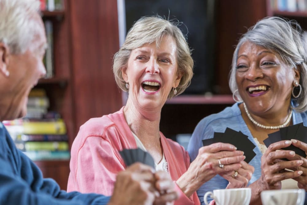 Residents playing cards at Goodhue Living in Goodhue, Minnesota.