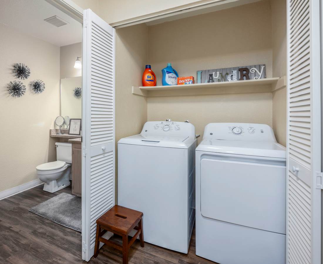 In-home laundry in a bathroom at Foxborough in Citrus Heights, California