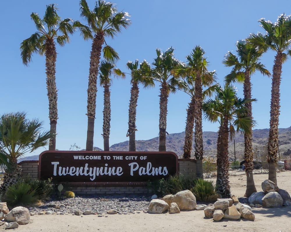 A father playing with his son and daughter at Shadow Mountain in Twentynine Palms, California