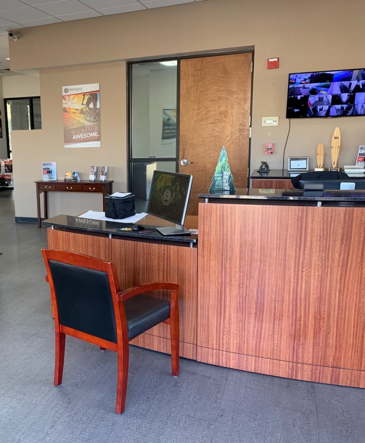 Interior of the leasing office at StorQuest Self Storage in Los Angeles, California