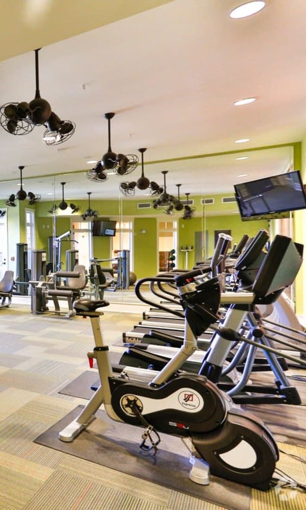 Full sized state of the art fitness center at Fountains at Mooresville Town Square in Mooresville, North Carolina